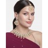 индийский комплект украшений персиковый (ожерелье, тика, серьги)
