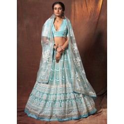 индийский юбочный костюм ленга чоли голубой M/ L