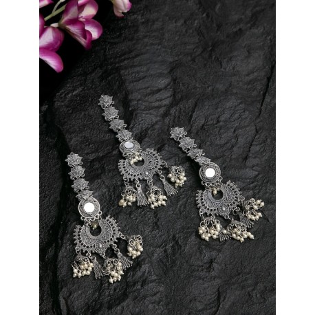индийские украшение состаренное серебро тика и серьги