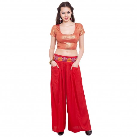 индийские штаны красные с вышивкой премиум хлопок