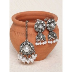 индийские украшения - тика и серьги-джумки в серебре