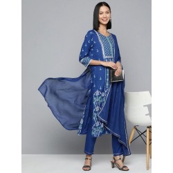 индийский женский костюм синий с принтом М