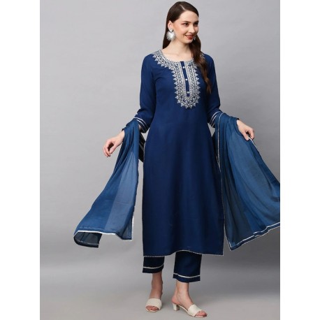 индийский костюм синий с серебристой вышивкой 5XL