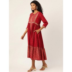 индийское платье красное с золотым принтом M/ XL