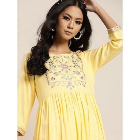 индийское платье желтое с вышивкой XS