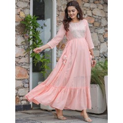 индийское платье длинное нежно розовое с вышивкой S