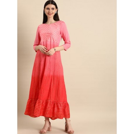 длинное индийское платье розовое с градиентом S