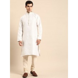 индийская праздничная мужская курта белая с золотом XL