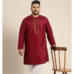 мужская индийская курта бордовая с вышивкой 5XL