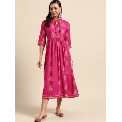 индийское платье ярко розовое с золотом S/ M