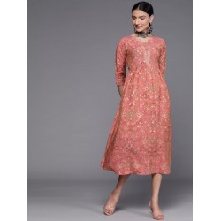 индийское платье розовое с цветочным рисунком S
