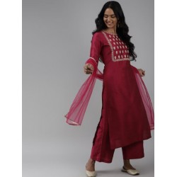 индийский костюм ярко розовый с вышивкой S (без дупатты)