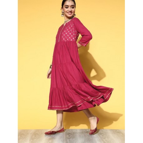 индийское платье ярко розовое L