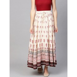 длинная индийская юбка белая с узорами