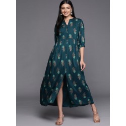 индийское платье бирюзовое перо павлина M/ L