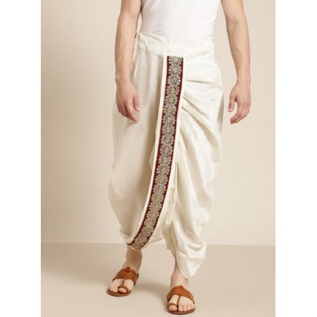 индийские мужские штаны дхоти с бордовой тесьмой