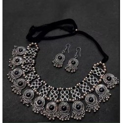 индийские украшения ожерелье и серьги трайбл черный цвет
