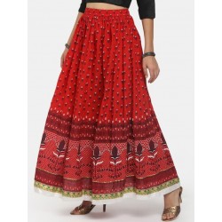красная индийская юбка с принтом S/ M