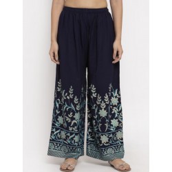 индийские штаны палаццо синие с ярким принтом L/XL