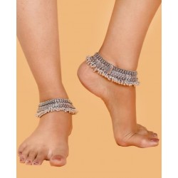 индийские браслеты на ноги серебро трайбл