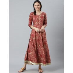 индийское платье анаркали бордовый принт XS/S
