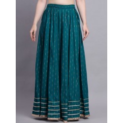 индийская длинная юбка бирюзовая с этно принтом