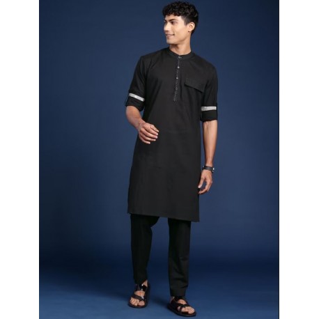 индийский мужской костюм черный хлопковый XL