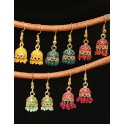 индийские серьги джумки маленькие цветные