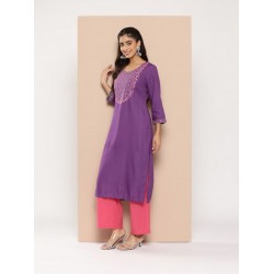 индийская туника фиолетовая с вышивкой L