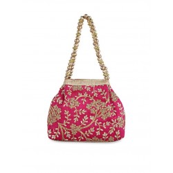 индийская сумочка клатч ярко розовая с вышивкой