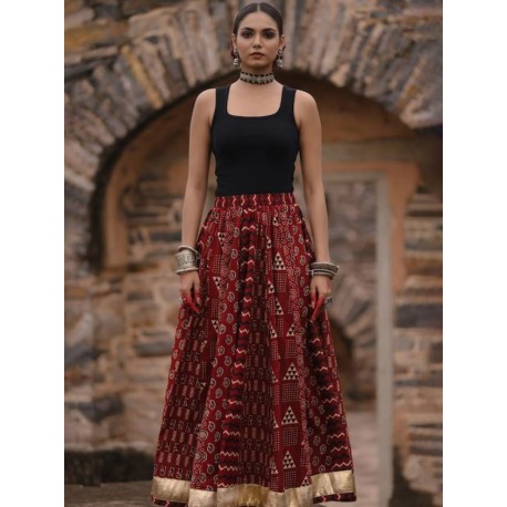 длинная индийская юбка бордовая M/ L