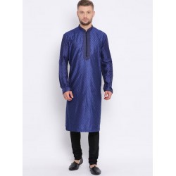 индийский мужской костюм - синяя курта и черные брюки 2XL