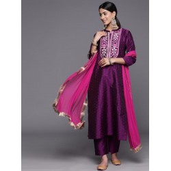 индийский фиолетовый костюм с вышивкой S