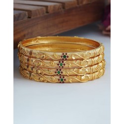 индийские браслеты 4 штуки золото с эмалью цветы 65 мм