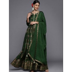 индийский женский праздничный костюм женский зеленый S