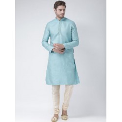 индийский мужской костюм голубая курта и кремовые чуридары S/ M