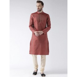 индийский мужской костюм бордовая курта и бежевые чуридары L
