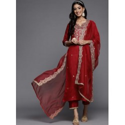 индийский праздничный костюм красный с вышивкой XL