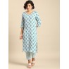 индийский женский повседневный костюм голубой с принтом М