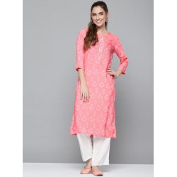 повседневный комплект индийской одежды розовый с белым S