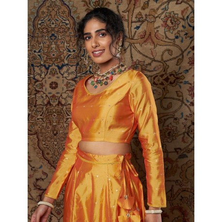 индийская блузка под сари чоли желтая S