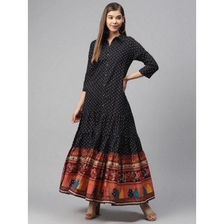 длинное индийское платье черное с принтом S