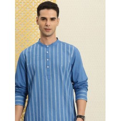 индийская мужская курта голубая с вышивкой XL