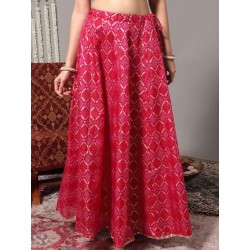 длинная индийская юбка ярко розовая с принтом XL/2XL