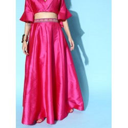 длинная индийская юбка розовая с вышивкой XL/2XL