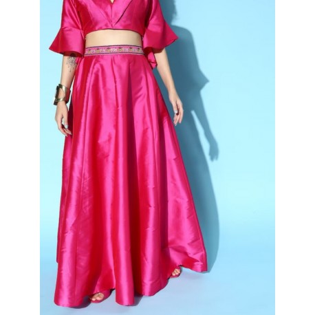 длинная индийская юбка розовая с вышивкой XL/2XL