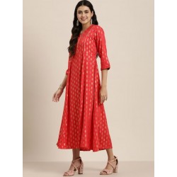 длинное индийское платье анаркали кораллово-розовое L