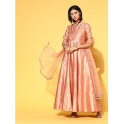 индийское платье персиковое с дупаттой М
