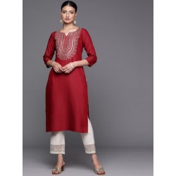 индийская туника красная с вышивкой XL