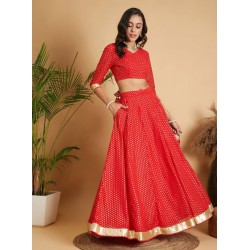 индийский юбочный костюм красный с золотом М